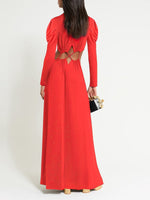 Whatwears Lace-up Mock Neck Maxi Dress