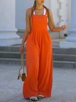 Solid Wide-Leg Overalls