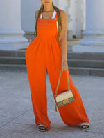 Solid Wide-Leg Overalls