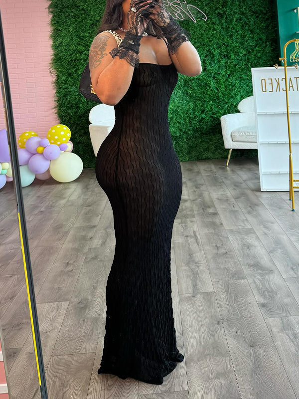 Solid See-Through Cami Dress