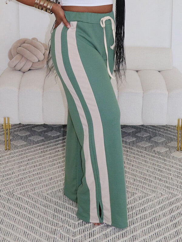 Side-Stripe Wide-Leg Pants