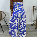 Printed Strapless Wide-Leg Jumpsuit