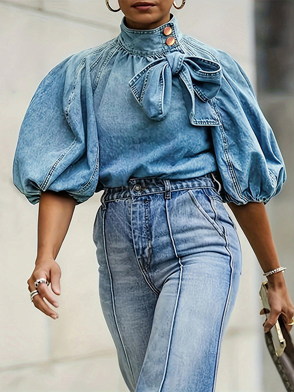 Tied Denim Top