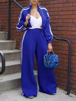 Side Stripe Jacket & Wide-Leg Pants Set