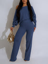 Solid Boat-Neck Top & Pants Set