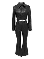 Faux Leather Shirt & Pants Set