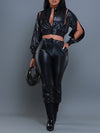 Faux-Leather Jacket & Jogger Pants Set