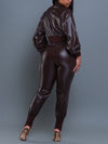 Faux-Leather Jacket & Jogger Pants Set