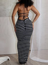 Stripe Halter Maxi Dress