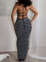 Stripe Halter Maxi Dress