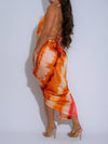 Printed Halter Asymmetric Dress