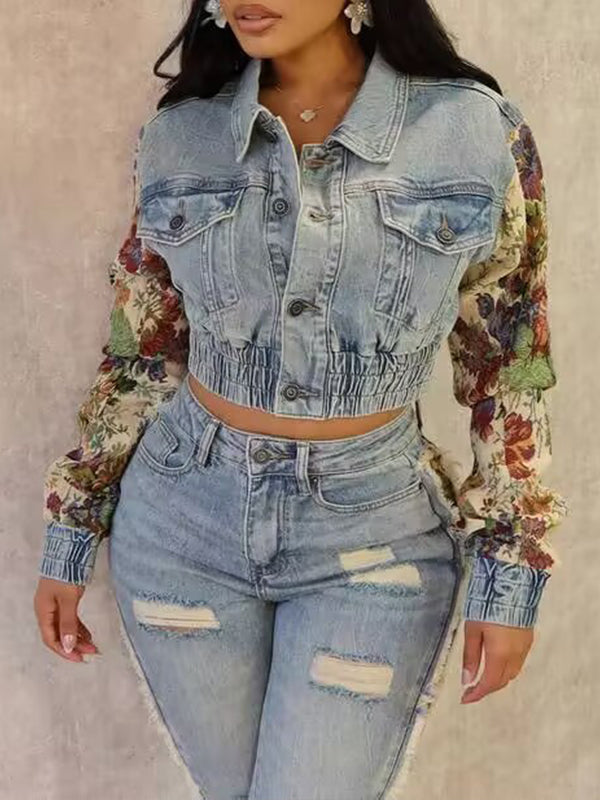 Printed Combo Denim Jacket