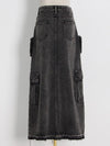 Gorgeousladie Slit-Front Denim Skirt