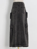 Gorgeousladie Slit-Front Denim Skirt