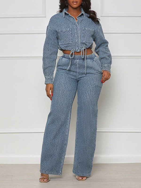 Gorgeousladie Denim Shirt & Pants Set